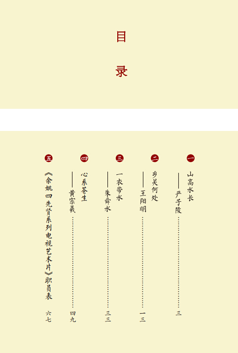 《余姚四先贤》目录